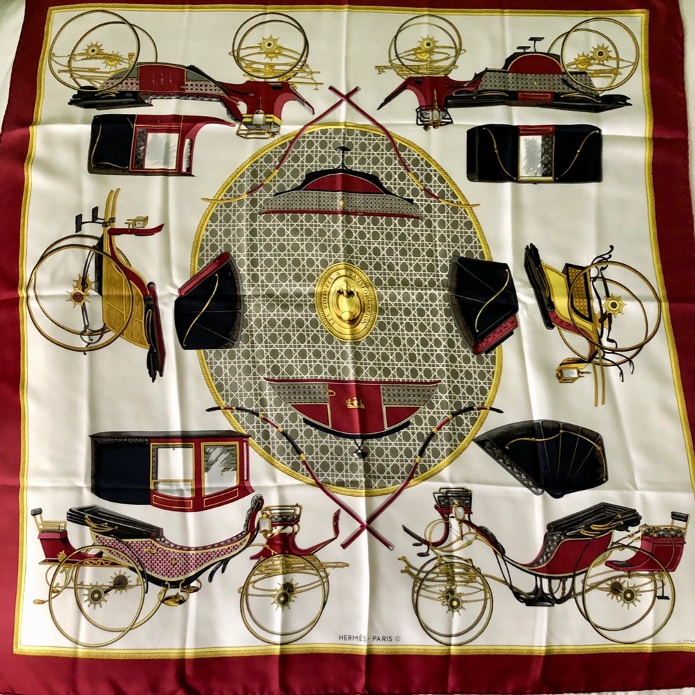Authentic Vintage Hermès Silk Scarf 90cm Les Voitures a Transformation
